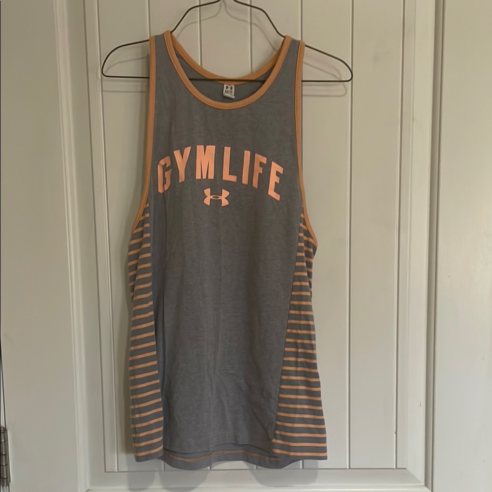 Under Armour Gray and Orange Gym Tank Top - Picture 1 of 3